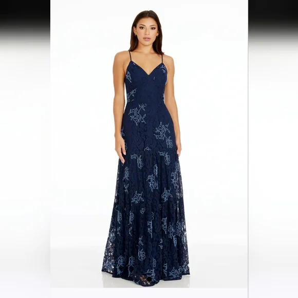 $428 Dress The Population Women Tess Slip Gown Medium Glam Party Old Money - Picture 1 of 16